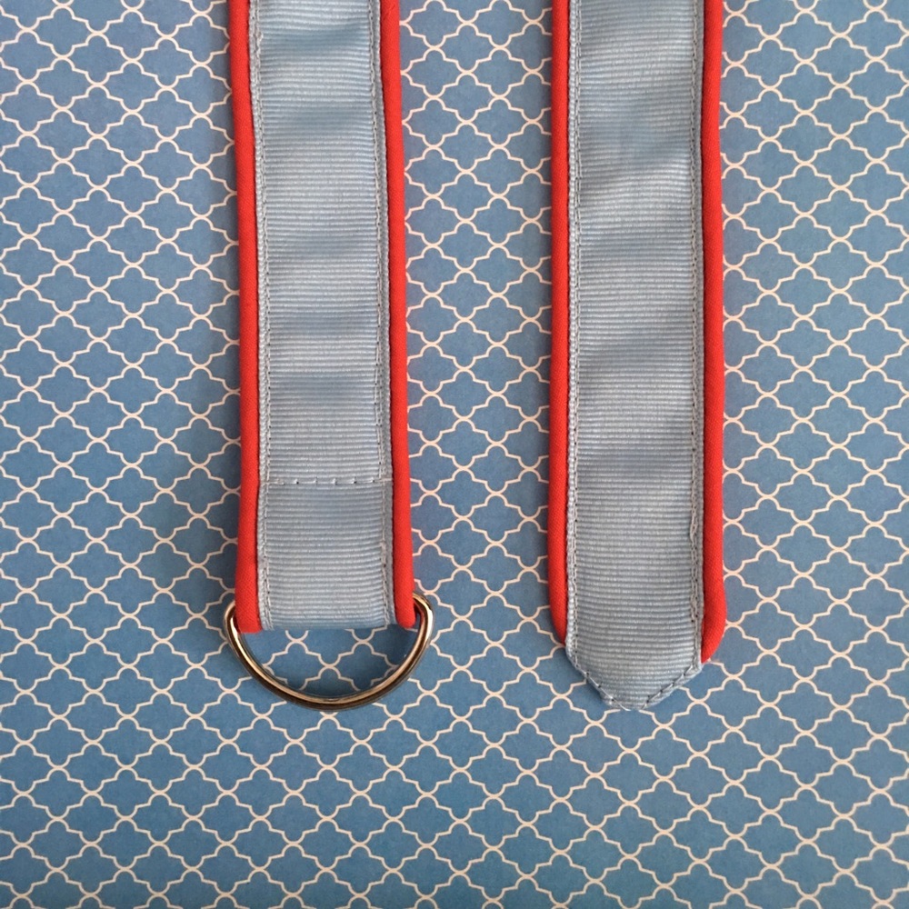 Light Blue Grosgrain Ribbon Belt with Red trim.